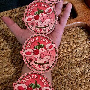 Dutch Love pink cow sticker Dutch Bros